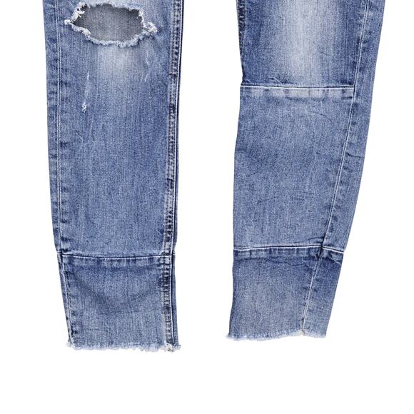 L.O.G.G Mid-Rise Distressed Utility Raw Hem Denim Jeans Medium Wash Size 26 - Picture 6 of 8